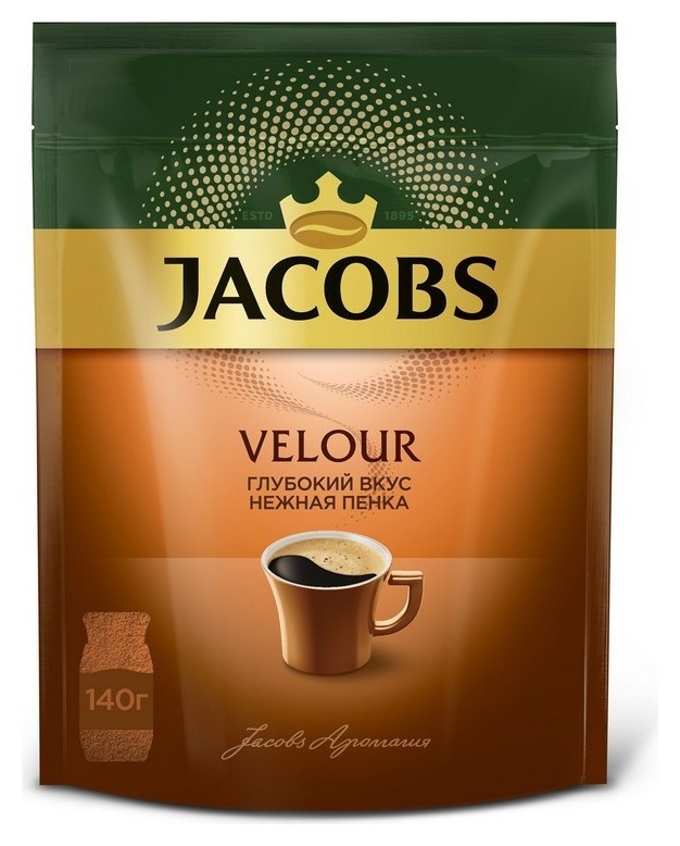 Кофе растворимый Jacobs Velour пакет, 140 г.  Jacobs