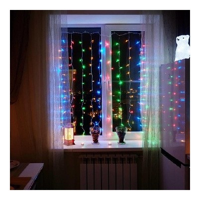 

Гирлянда светодиодная дождь 96led 1,5x1м, мерцание, RGB 235-029