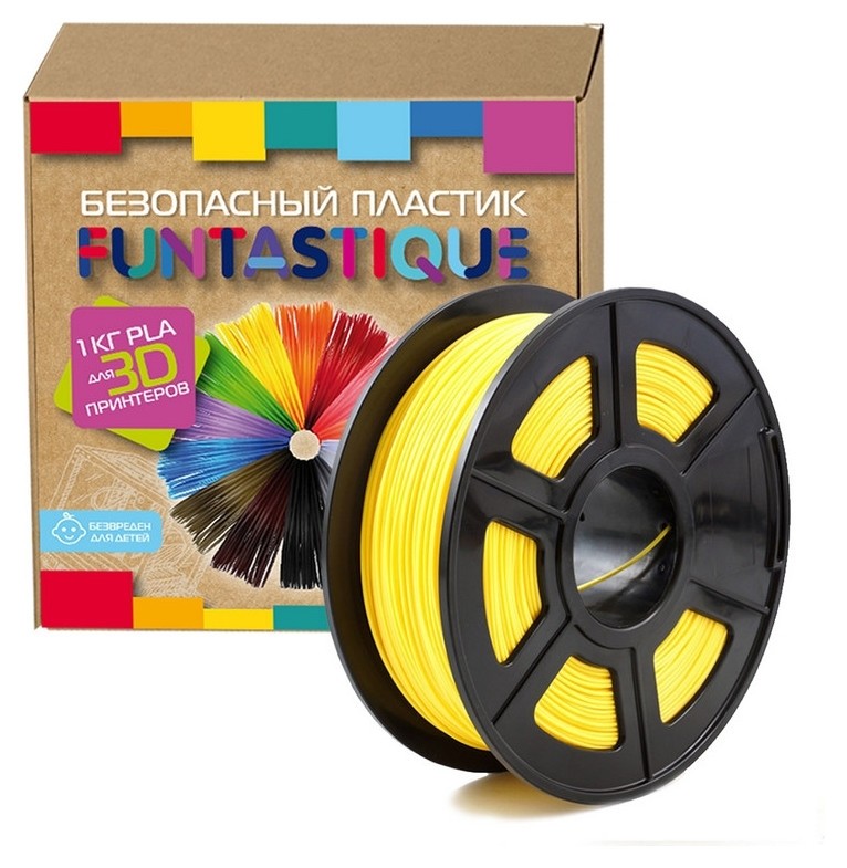 Катушка пластиковая Funtastique Pla-1kg-yl,1.75 мм,1 кг (Желтый) Funtastique