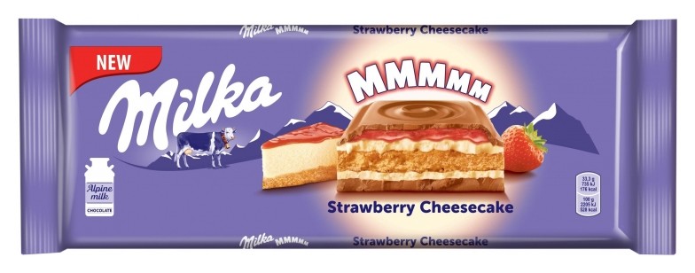 

Шоколад Milka Cheesecake с клубничной начинкой и печеньем,300г