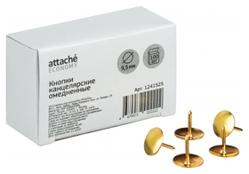 Кнопки канцелярские Attache Economy 9,5 мм, омедненные 100 шт Attache