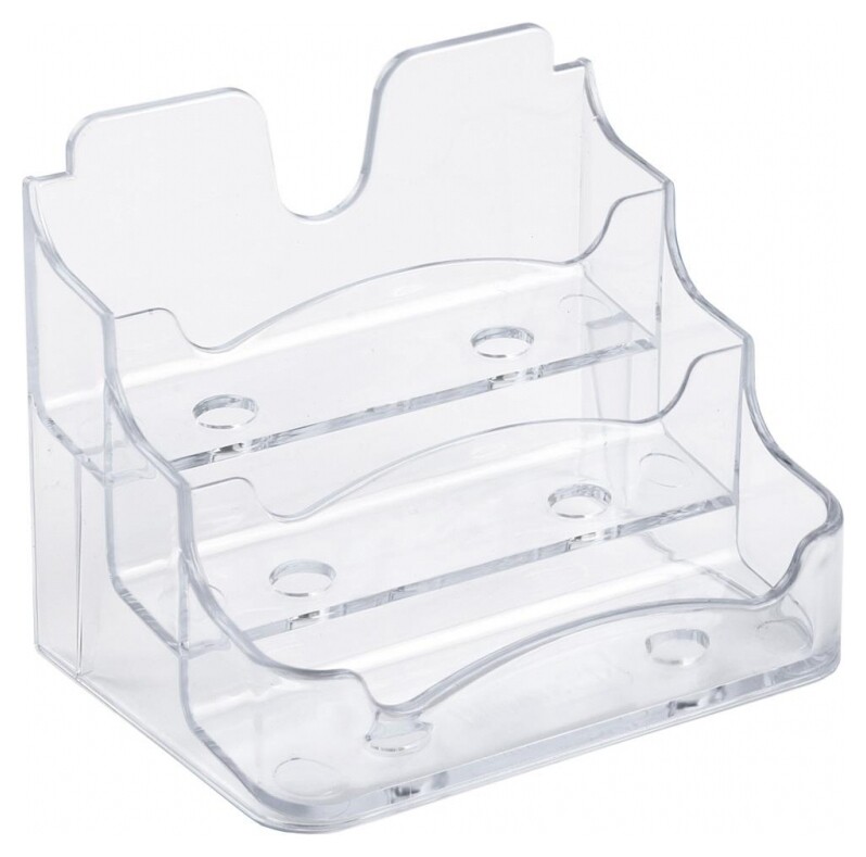 Подставка настольная для визиток 3 секции прозрачная вт11  Стамм