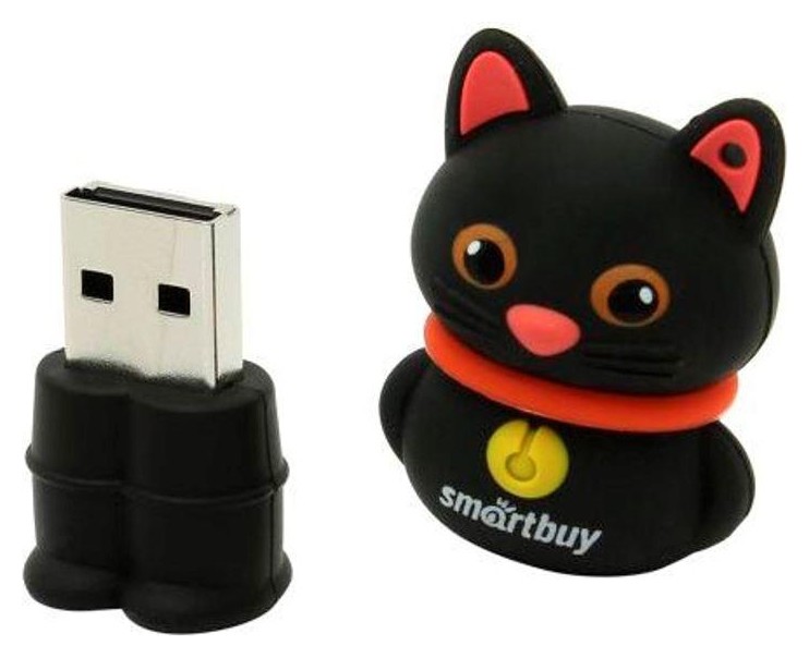 Флеш-память Smartbuy Wild Series, 32gb, USB 2.0, котенок, чер, Sb32gbcatk