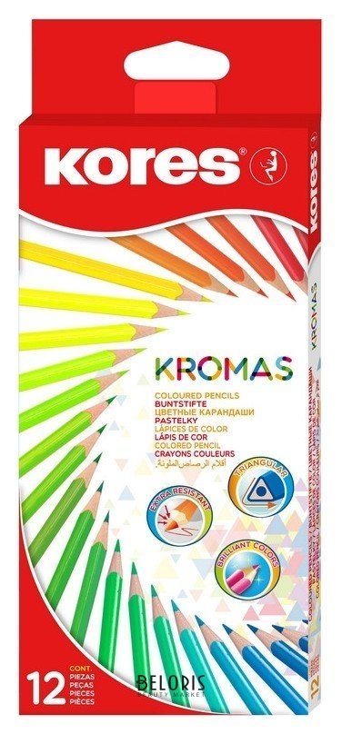 Карандаши цветные 12цв 3-гран Kores Kromas 93391 Kores