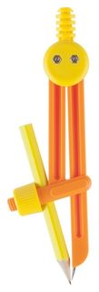 Циркуль №1 School пластиковый, длина 135мм, с карандашом, оранжевый,блистер №1 School