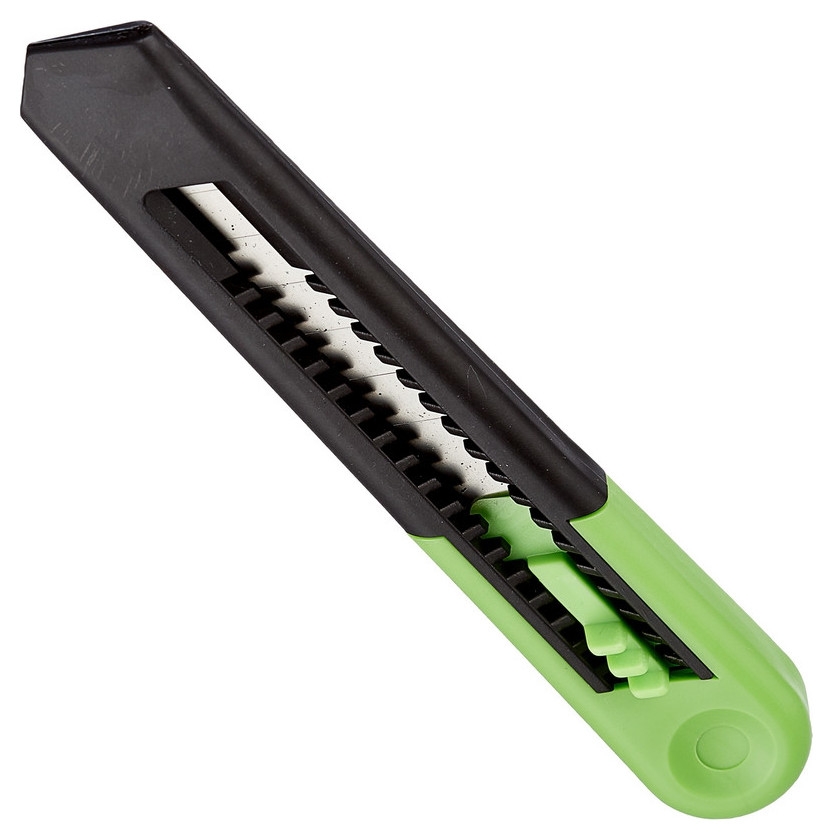 Нож канцелярский 18 мм альфа, с фиксатором, пластик, цвет салатовый