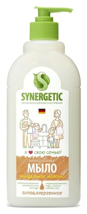 Мыло жидкое Synergetic миндальное молочко 500мл с дозатором Synergetic