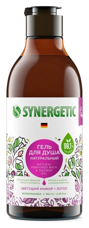 Гель для душа Synergetic цветущий инжир и лотос, 380мл Synergetic