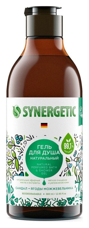 Гель для душа Synergetic сандал и ягоды можжевельника, 380мл  Synergetic