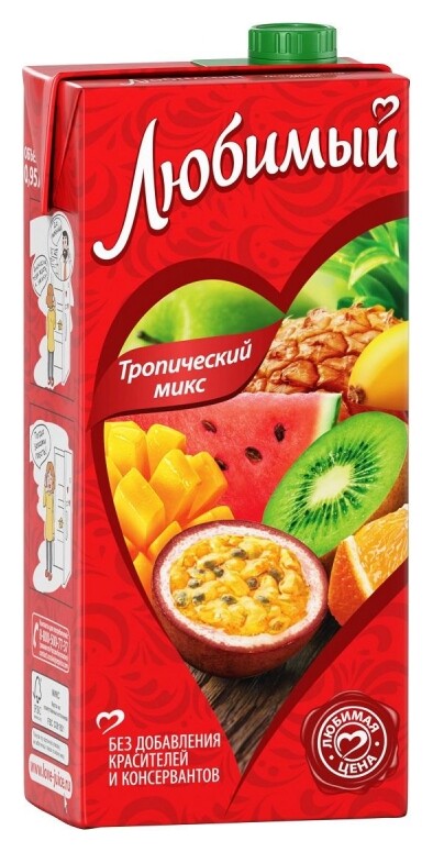 Напиток сокосодержащий любимый тропический 0.95л  Любимый