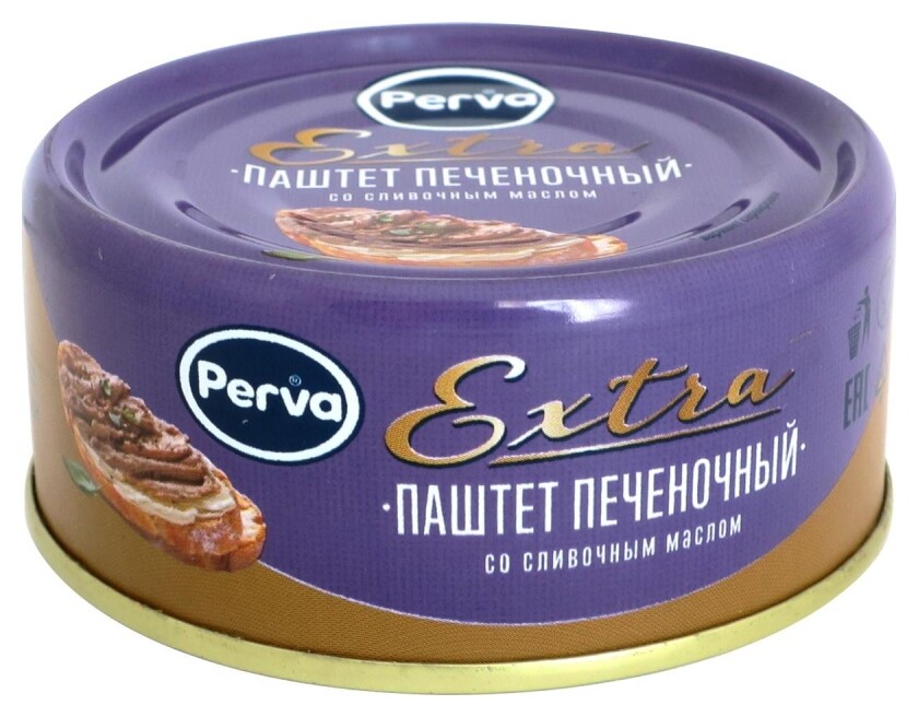 Мясные консервы паштет печеночный со слив. маслом Perva Extra ключ, 100г  Perva