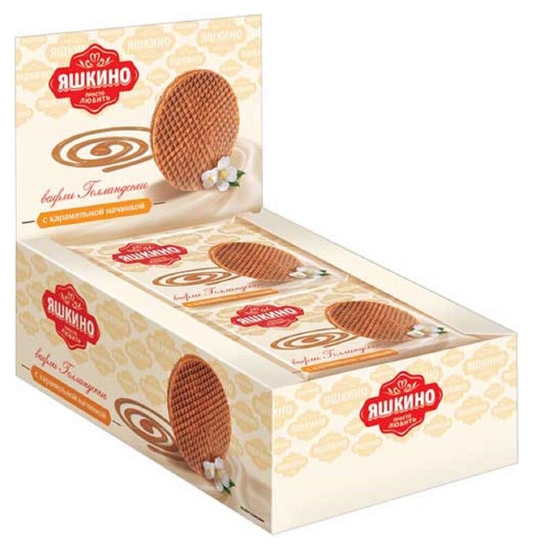 Вафли яшкино голландские с карамельной начинкой, 16 штx36 г кв141  Яшкино