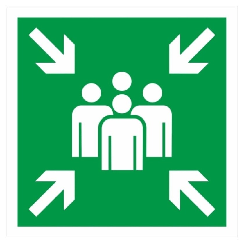 Знак безопасности Е21 пункт (Место) сбора, 200x200 мм, фотолюм. пленка  Технотерра