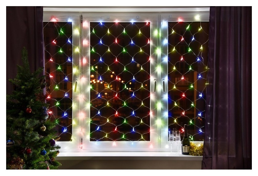 

Гирлянда сеть 1,8х1,5м, прозрачный пвх, 180 LED мультиколор 215-139