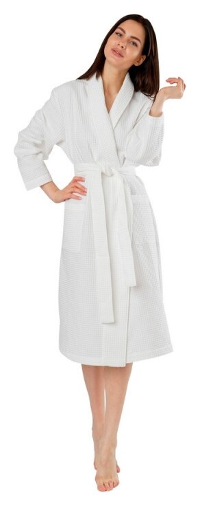 Халат вафельный 220гр/м2 шалька L (50-52) белый  Votex