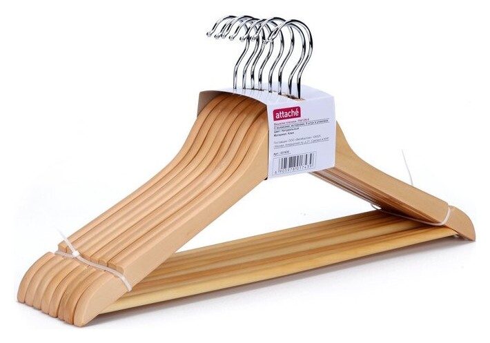 Вешалка Jas плечики Attache F6612n-8 перекладля выемки 8 шт/уп натур  Attache