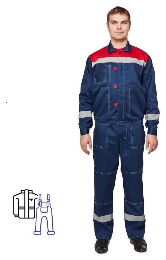 Спец.одежда летняя костюм муж. л20-кпк син/красн (Р.52-54) 170-176  