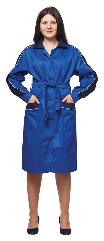 Халат рабочий жен.смесовый/у03-хл вас/т.син (Р.) р.170-176, Васильковый/синий