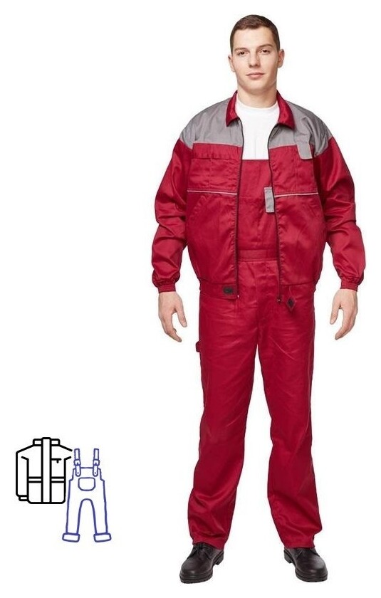 Спец.одежда летняя костюм муж. универсал кур/пк бордо/сер. 56-58/170  