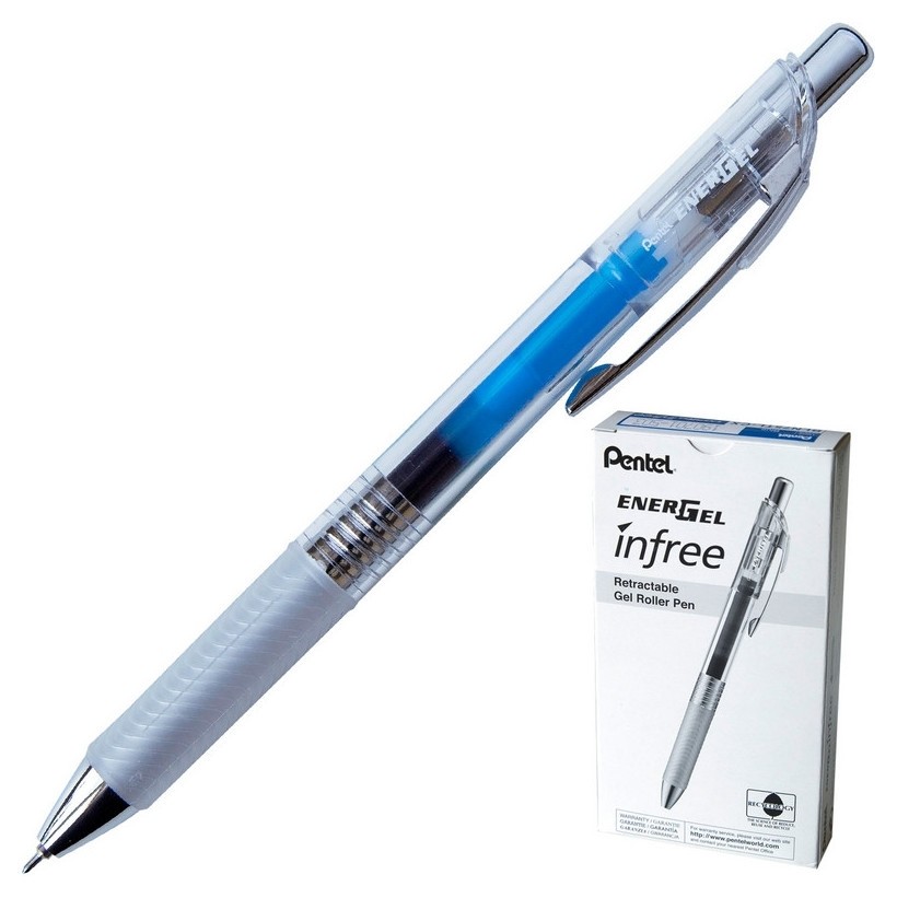 

Ручка гелевая Pentel Energel Infree, автом.рез.манж, син.стерж Bln75tl-c