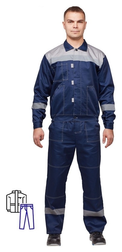 

Спец.одежда летняя костюм муж. л20-кбр синий/сер (Р.) 182-188, Синий/серый