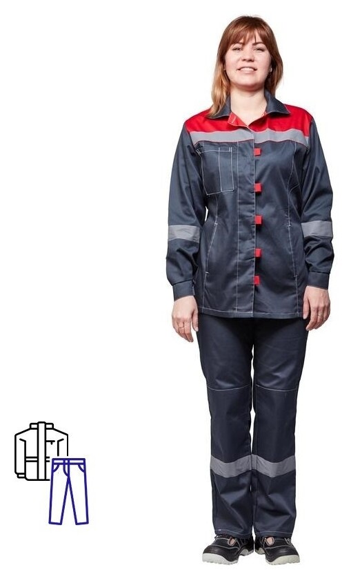 Спец.одежда летняя костюм жен. л20-кбр сер/красн (Р.60-62) 158-164  