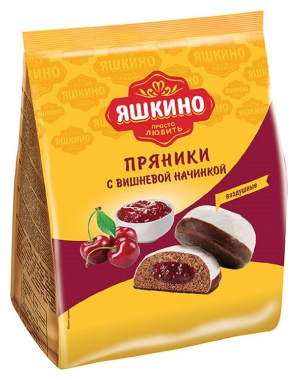 Пряники яшкино с вишневой начинкой, 350г яп906  Яшкино