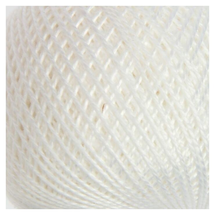 Нитки вязальные "Ирис" 150м/25гр 100% мерсеризованный хлопок цвет 0101  ПНК им. Кирова