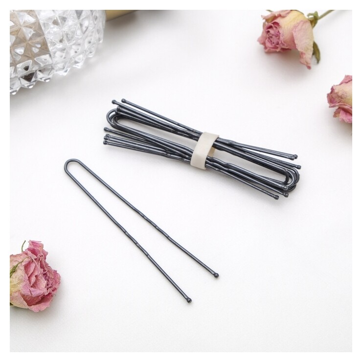 Шпилька для волос "Обыкновенная" 7,5 см, чёрная (Набор 10 шт.)  