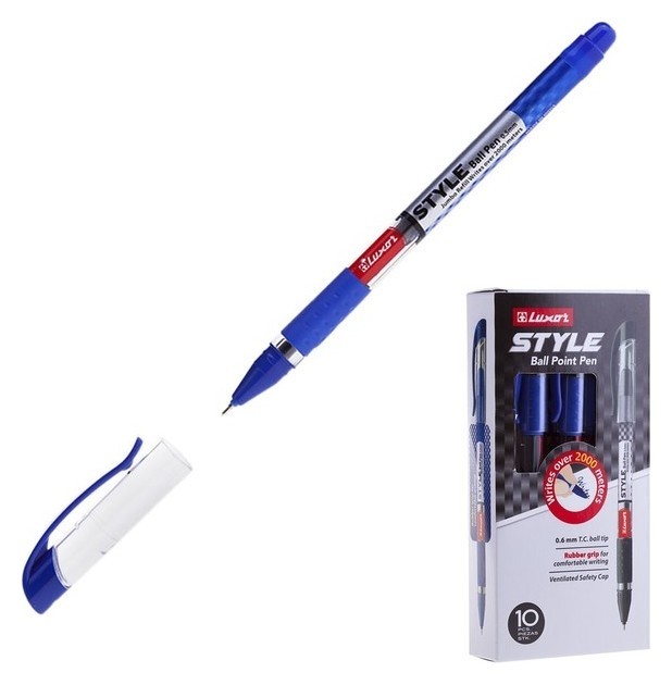 Ручка шариковая Luxor Style, узел 0.7 мм, чернила синие, резиновый упор