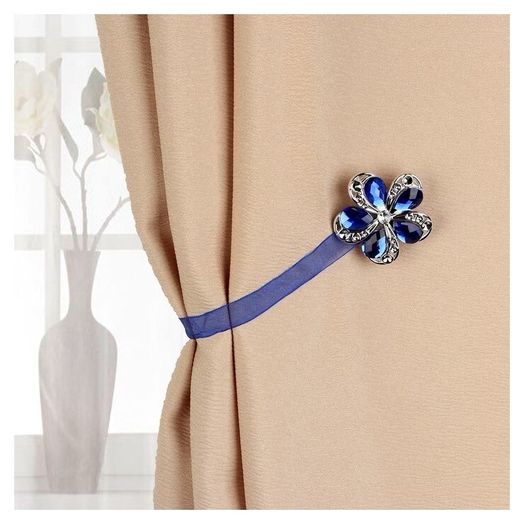 Подхват для штор «Цветок ромашка», D = 5,5 см, цвет синий Арт узор