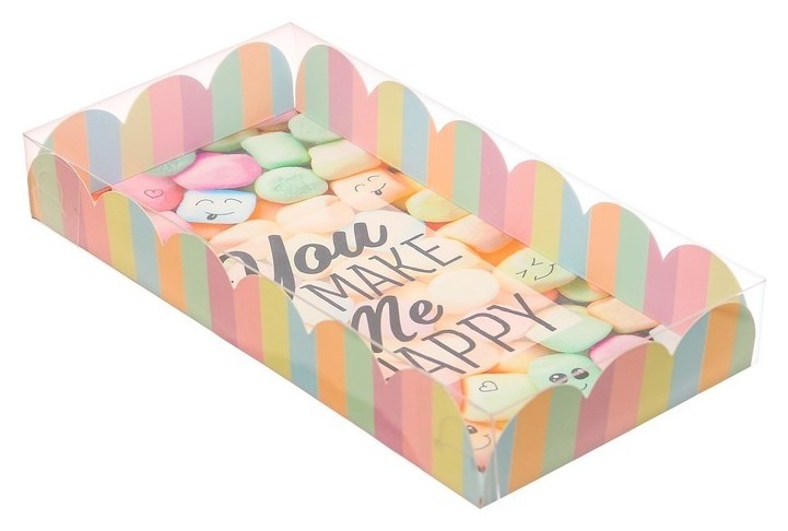 

Коробка для кондитерских изделий с PVC крышкой You Make Me Happy, 21 х 10,5 х 3 см, Разноцветный