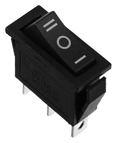 Кнопка - выключатель, трехпозиционный, 250 Вт, 10 А, 3 с, черный с нейтралью