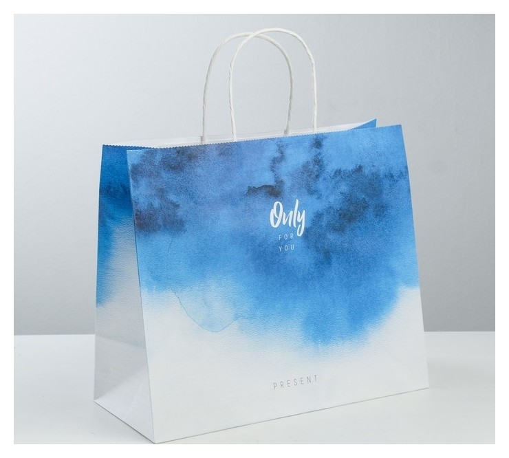 

Пакет подарочный крафт Only For You, 32 × 28 × 15 см, Голубой