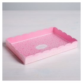Коробка для кондитерских изделий с Pvc-крышкой «Сделано с любовью», 22 × 15 × 3 см Дарите счастье