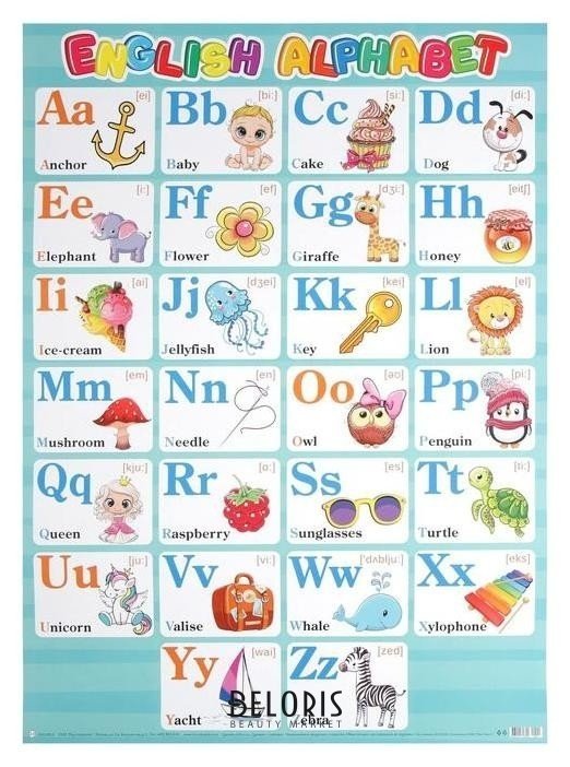 Плакат Английский алфавит А2 Мир открыток