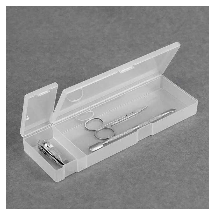 Органайзер для маникюрных/косметических принадлежностей, с крышкой, 2 ячейки, 21 × 7 × 2,5 см, цвет прозрачный  Queen Fair