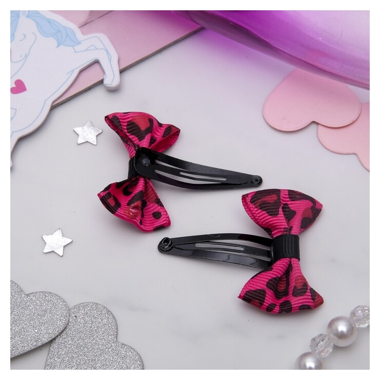 Заколки для волос "Бантики" (Набор 8 шт.), пятнистые  