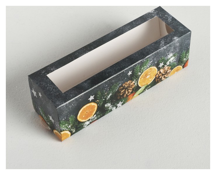 

Коробочка для макарун «Мандариновое настроение», 18 × 5.5 × 5.5 см, Серый