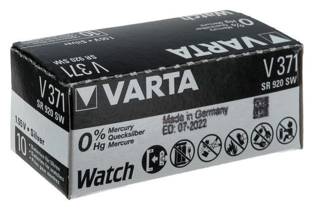 

Батарейка цинковая Varta, V371 (Sr920sw/g6)-1bl, 1.55в, блистер, 1 шт.