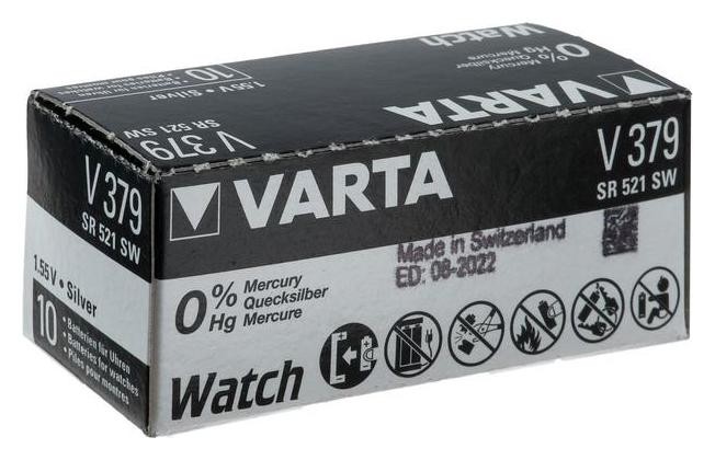 

Батарейка цинковая Varta, V379 (Sr521sw/sr63/g0)-1bl, 1.55в, блистер, 1 шт.