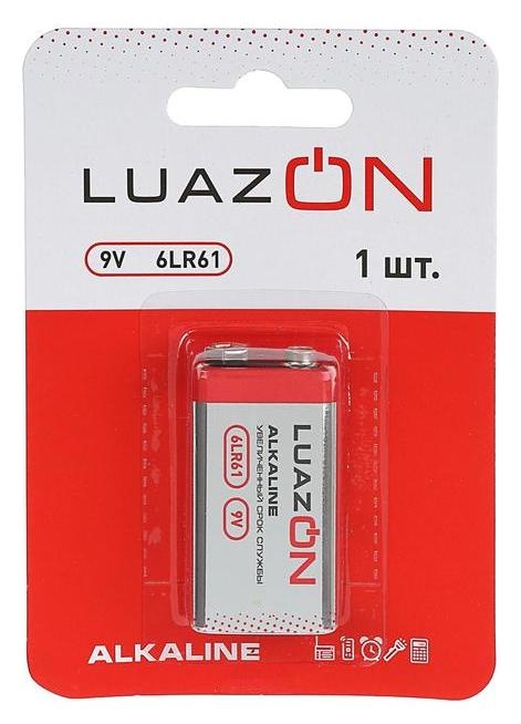 Батарейка алкалиновая Luazon, 6lr61, 9V, крона, блистер, 1 шт