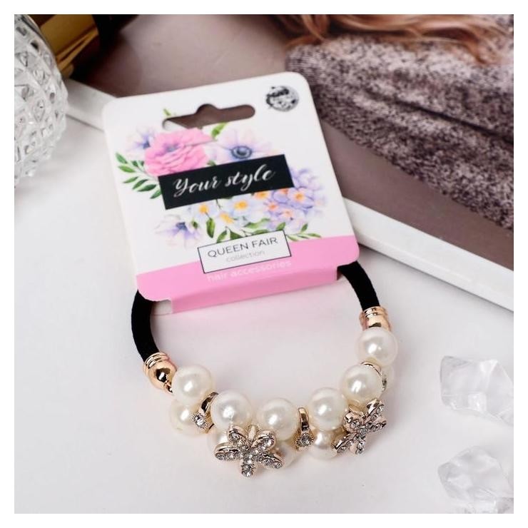 

Резинка для волос "Тайна морей" цветы, Чёрный