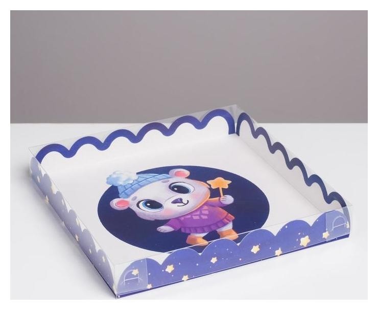 

Коробка для кондитерских изделий с PVC крышкой «Волшебного нового года», 21 × 21 × 3 см, Белый