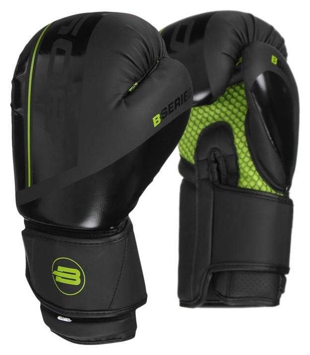 Перчатки боксёрские Boybo B-series, флекс, цвет чёрный/зелёный, 10 унций