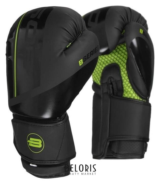 Перчатки боксёрские Boybo B-series, флекс, цвет чёрный/зелёный, 10 унций NNB
