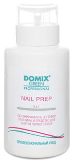 Обезжириватель ногтевой пластины и средство для снятия липкого слоя Nail Prep 2 в 1 с помпой Domix Green Professional