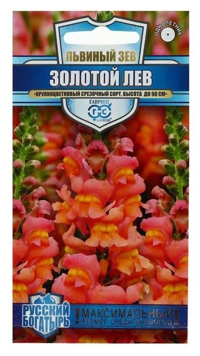 

Семена цветов антирринум (Львиный зев) "Золотой лев", серия русский богатырь, 0,1 г, Медный