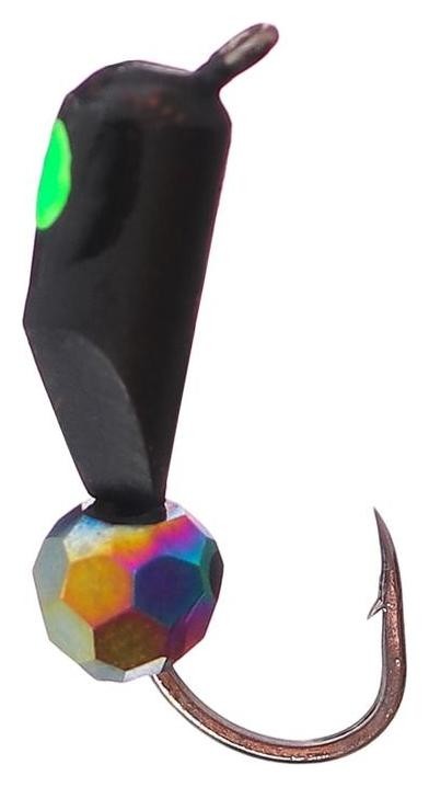 Мормышка «Столбик» чёрная с гранёным шаром «хамелеон», 0,8 г, D=3 мм (5 шт.)