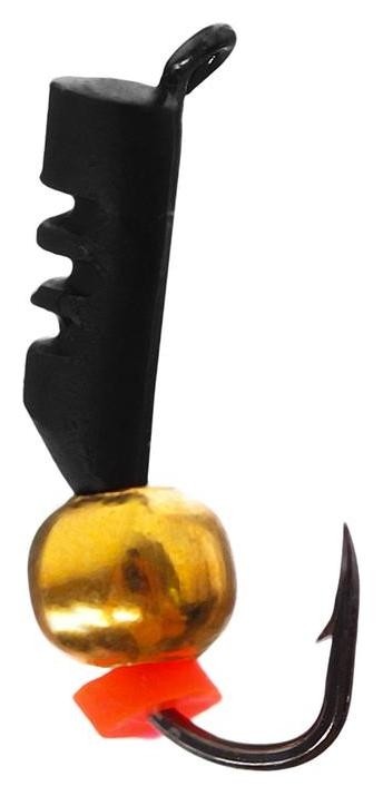 Мормышка «Столбик» чёрная с рисками+металлический шар, 0,4 г, D=2 мм